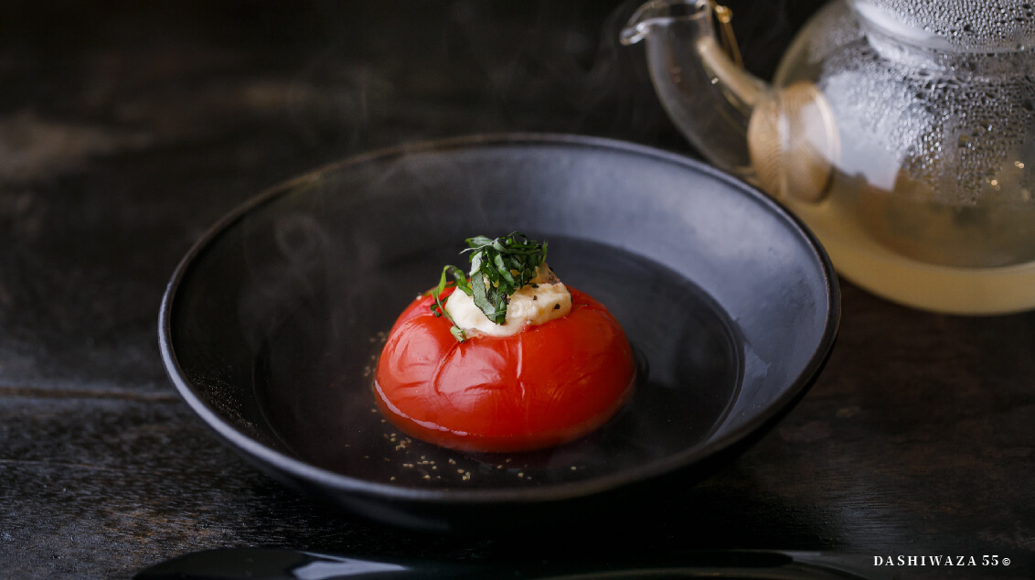 チーズin焼きトマトのだしかけ