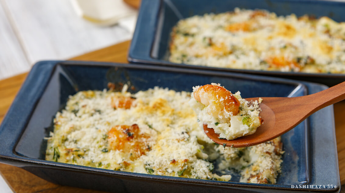 豆乳だしのエビグラタン