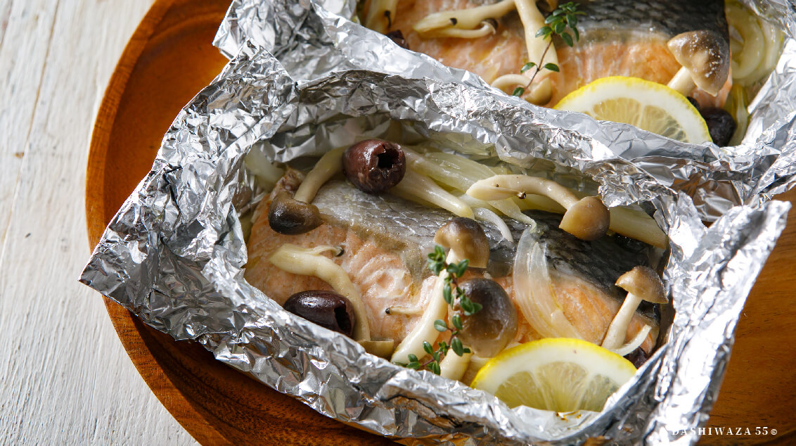 だしパラサーモンのホイル焼き
