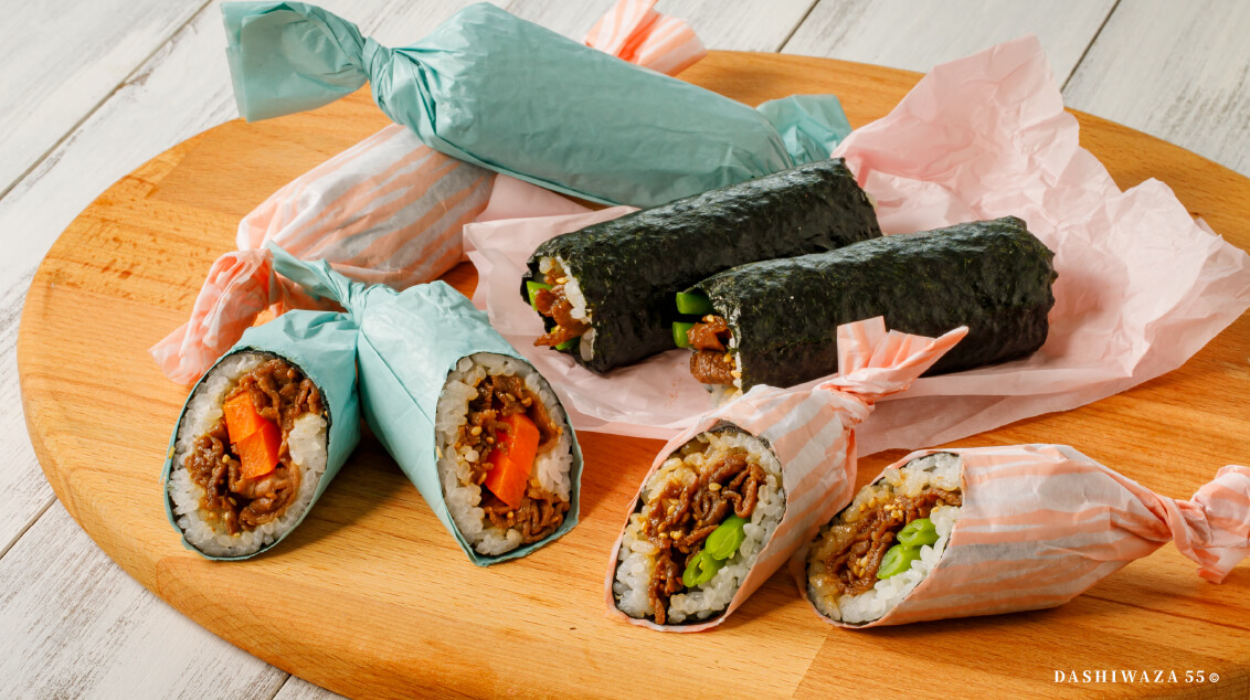 牛肉と野菜のだしパラおにぎりロール