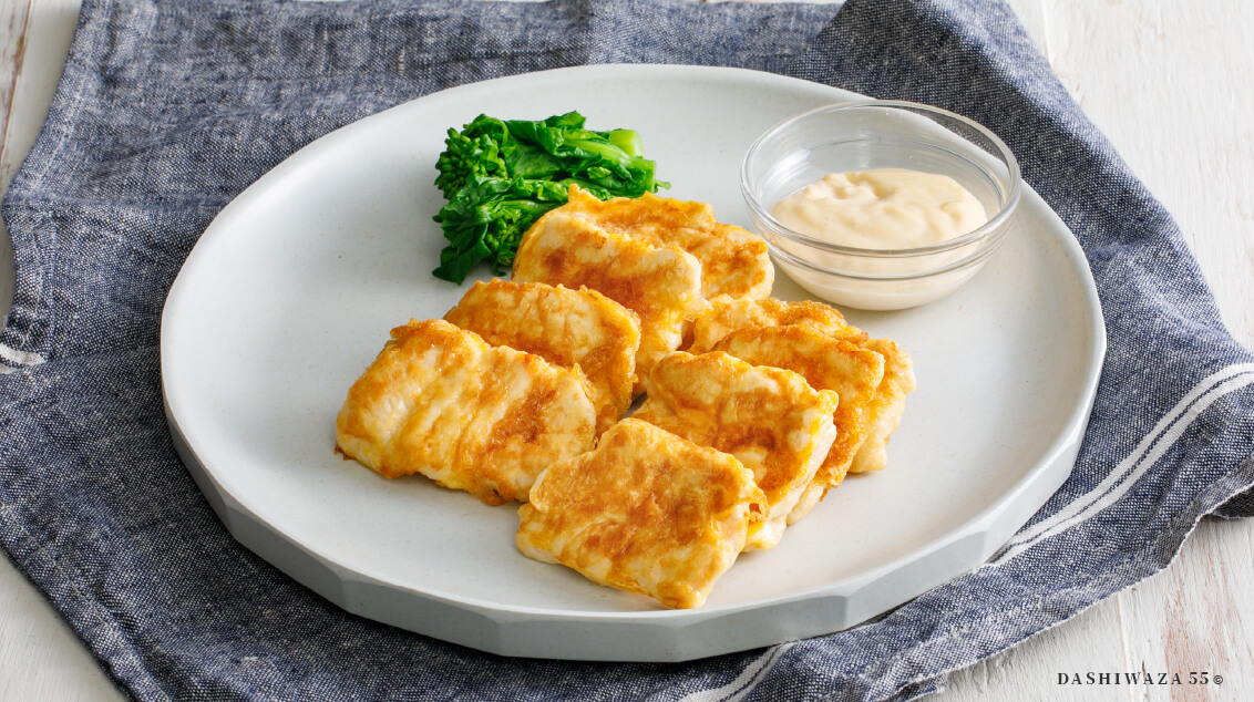 だしマヨ鶏ささみのピカタ