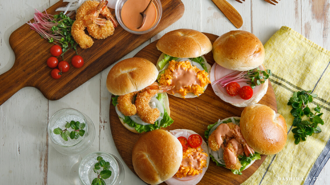 だしオーロラソースのベーグルサンド