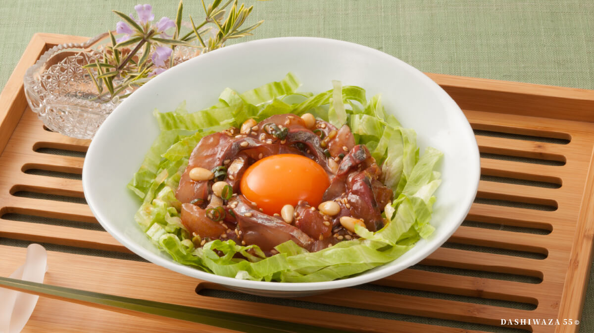 だしもみアジのユッケ風