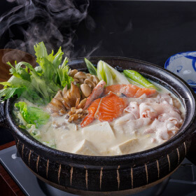 鮭のだし豆乳鍋