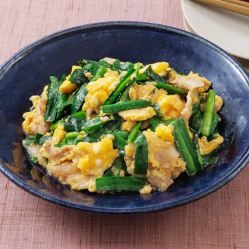 レンジで豚ニラ玉