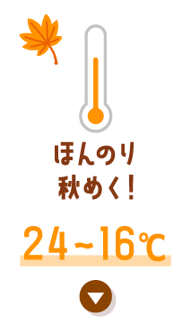 ほんのり秋めく！24°C〜16°C以上