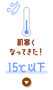 肌寒くなってきた！15°C以下